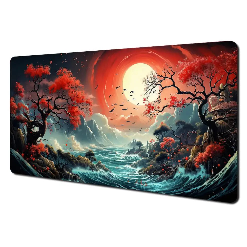 Red and Black Art Landscapes Large Mouse Pad Anti-Slip Durable Desk Mat Offices Accessories Keyboard Mouse Mat Tapis De Bureau CB DROPSHIPPING