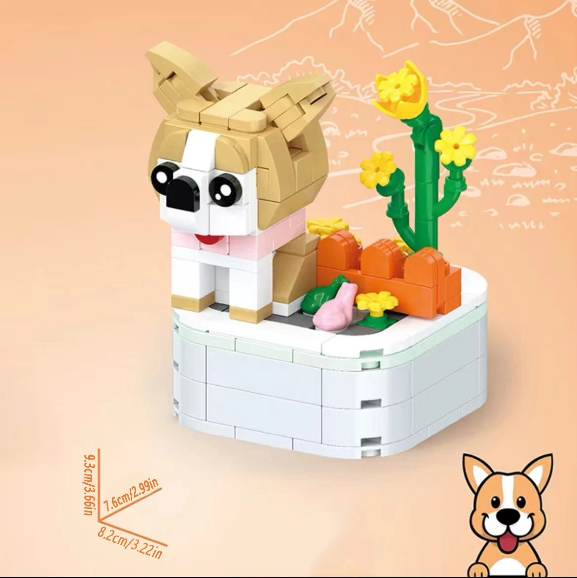 Pet Dog Series Potted Poodle Cute Dog Chihuahua Decoration Shepherd Dog Block Flower Puzzle Toy, Giftuzzle Toy, Gift for Friends CB DROPSHIPPING