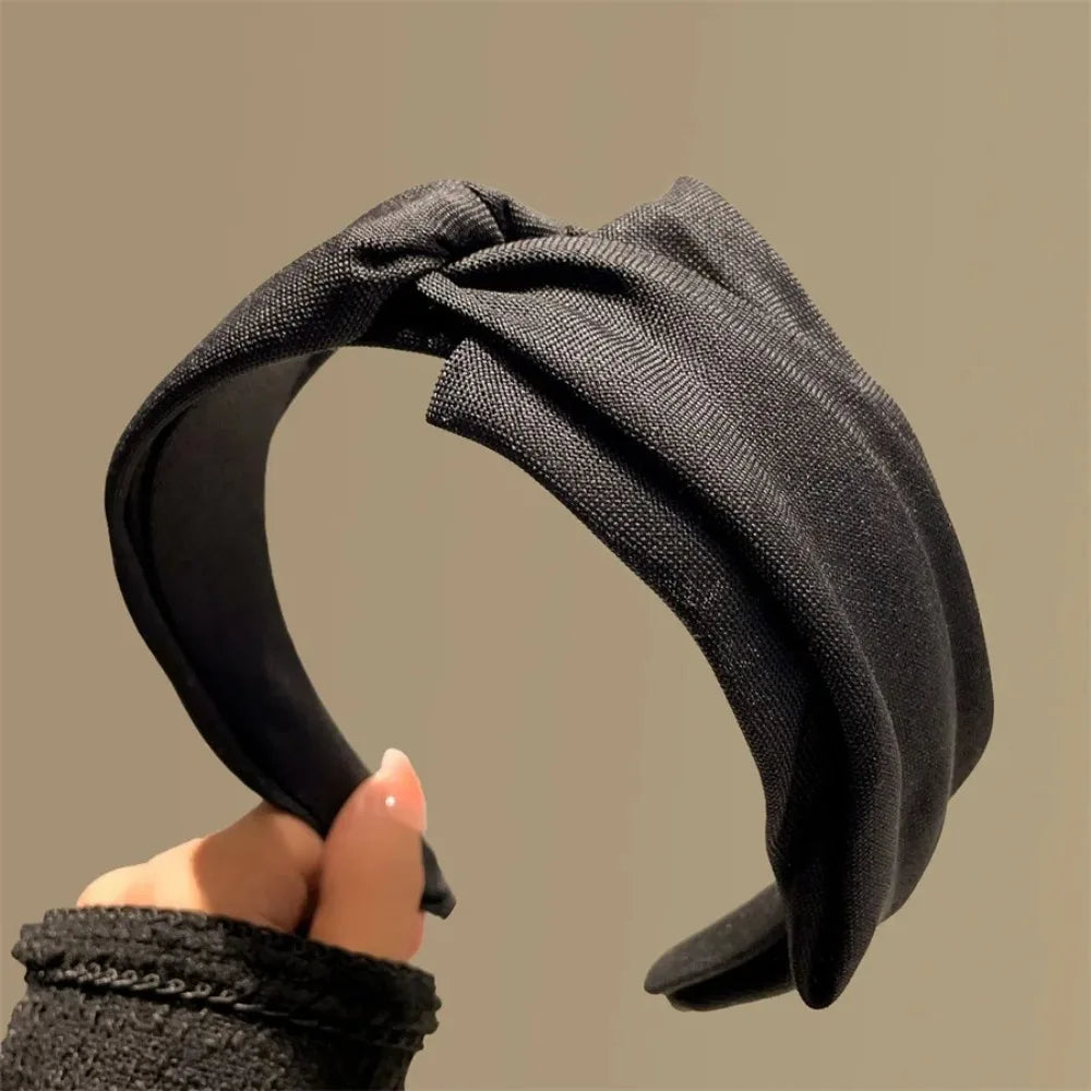 Korean Style Knit Headband Soft Knitting Cotton Makeup Hair Hoop Crumpled Texture Wide Bezel Ladies Hair Accessories