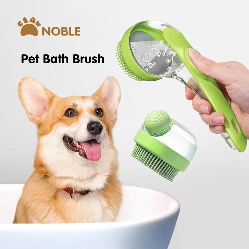 Cat Dog Bathing Brush Pet Massage Brush Shampoo Dispenser Soft Silicone Rubber Bristle for Dogs and Cats Shower Grooming Tool
