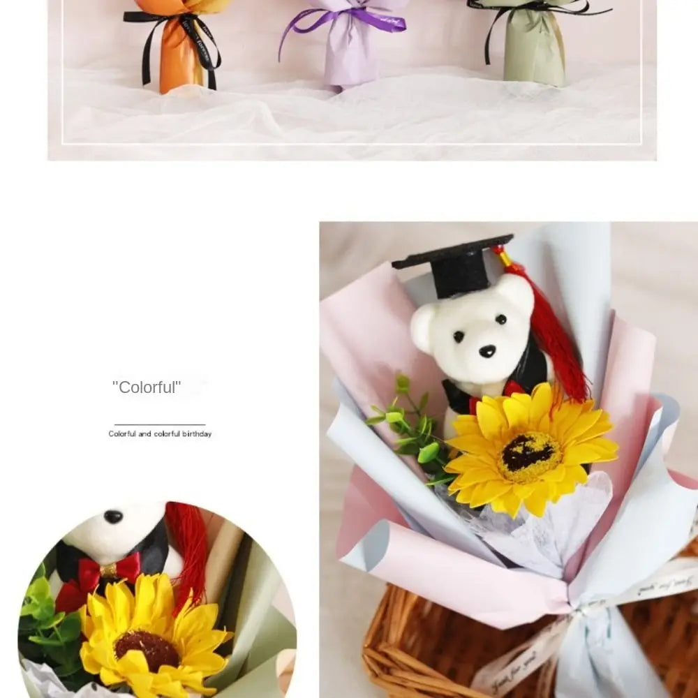 Lovely Bear Graduation Bouquet Graduation Gift Cartoon Decoration Bear Animal Plush Toy Valentine'S Day Birthday Party