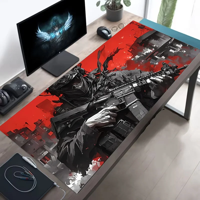 Large Mouse Pad Tactical Soldier Design Non-Slip XXL Desk Pad Gaming Accessories Stitched Edges for Home and Game for FPS Gamer CB DROPSHIPPING