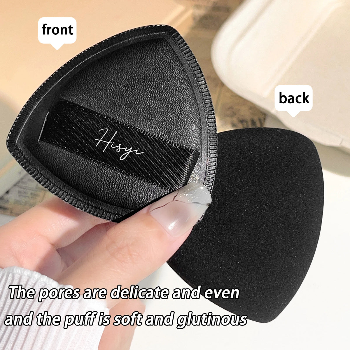 Black triangular makeup pad - Soft velvet cosmetic sponge for facial makeup. Beauty makeup sponge for applying foundation. CB DROPSHIPPING