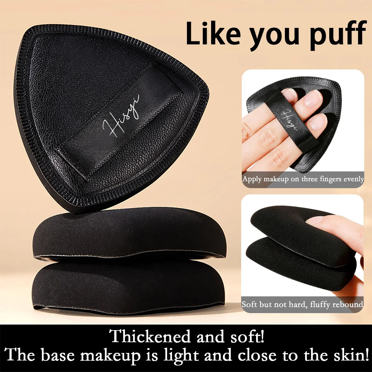 Black triangular makeup pad - Soft velvet cosmetic sponge for facial makeup. Beauty makeup sponge for applying foundation. CB DROPSHIPPING