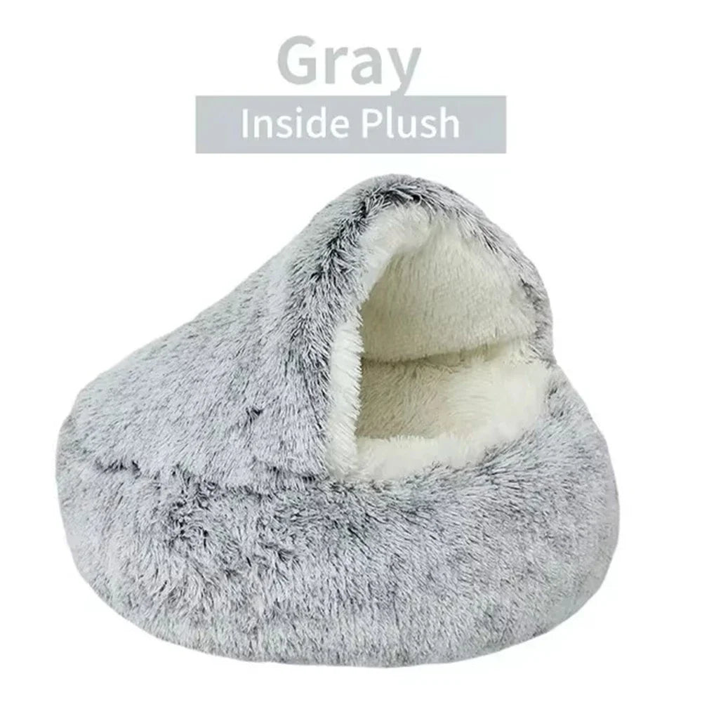 Winter Plush Pet Cat Bed Round Cat Cushion Cat House 2 In 1 Warm Cats Basket Pet Sleep Bag Kitten Nest Kennel for Small Dog Cats CB DROPSHIPPING