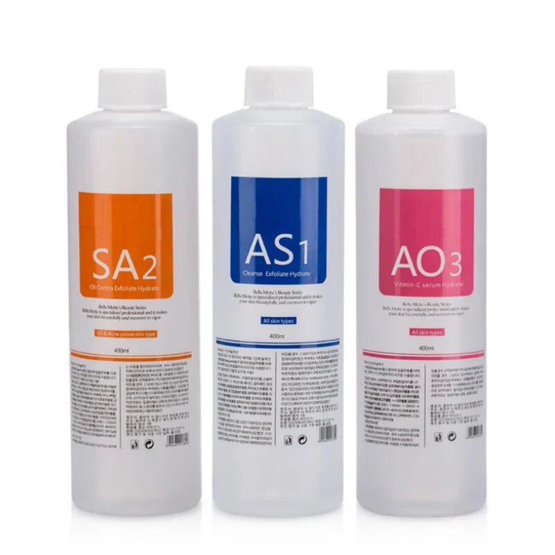 Facial Skincare Face Serum AS1 SA2 AO3 Aqua Peel Solution For Facial Machine Skin Deep Cleaning 400ml Kit of 3 Serums CB DROPSHIPPING