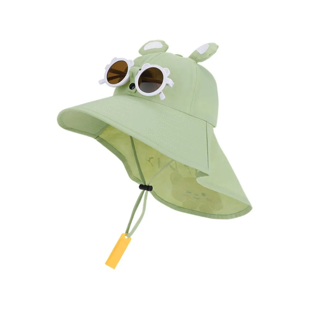 Big Brim Children's Sun Hat Sun Protection Extended Shawl Children Beach Cap Neck Cover Breathable Cartoon Fisherman Hat CB DROPSHIPPING