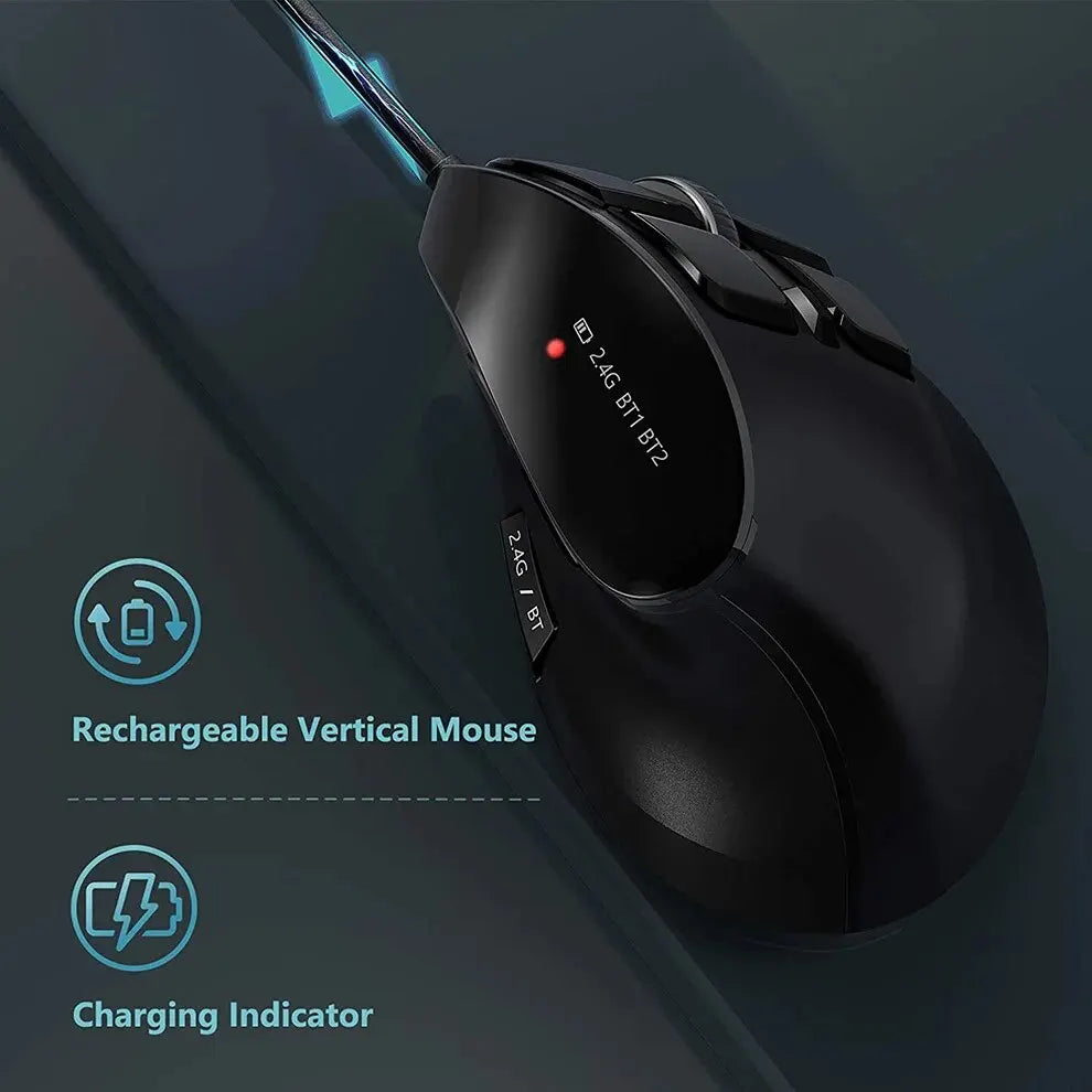 JOMAA 2.4G Wireless Mouse Rechargeable Bluetooth Mouse Ergonomic Vertical Mouse for Mac Windows Laptop Tablet Gaming Mause CB DROPSHIPPING