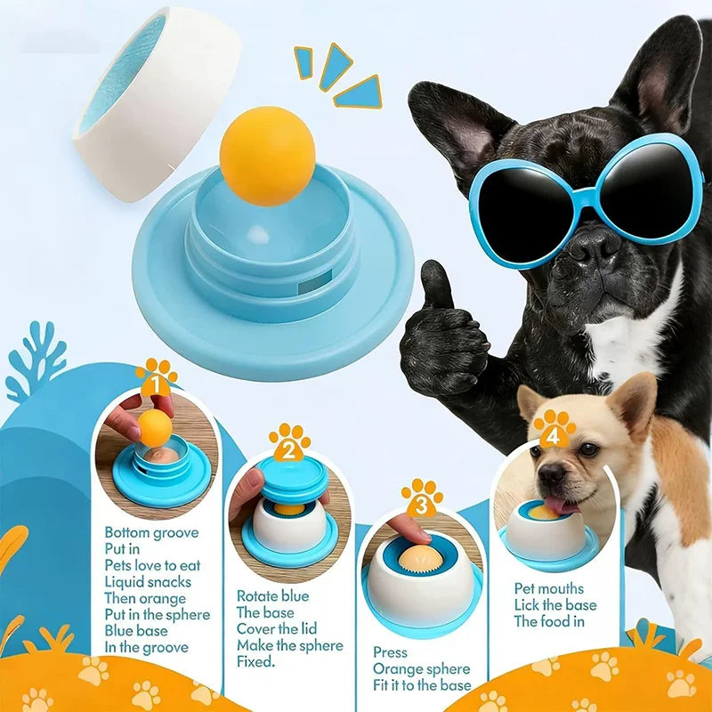 Interactive Pet Hide Food Toy Fun Licking Slow Feeder Bowl Anti Slip Ball Shaped Bone Broth Lick Bowl Anxiety Relief Training CB DROPSHIPPING