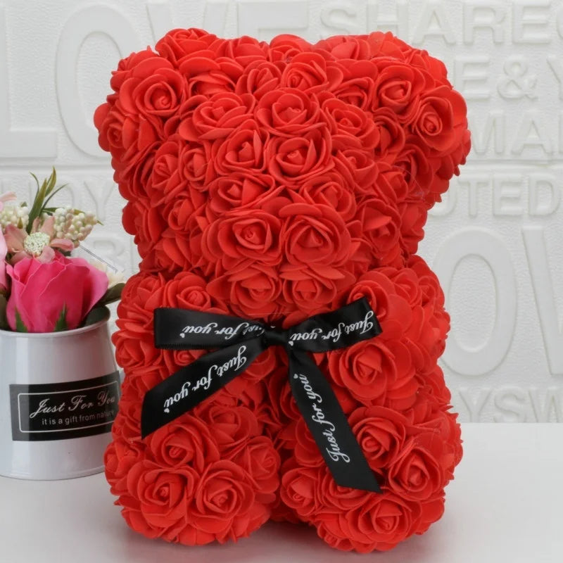 Romantic Valentine's Day Rose Bear Creative Eternal Flower Rose Bear Christmas Gift Hug Bear Wedding  Flower Decoration Gift