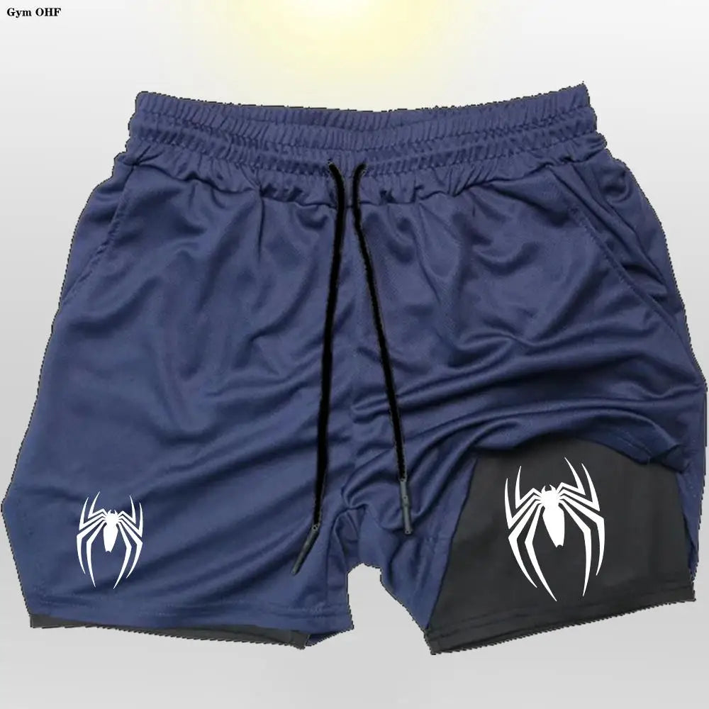 Sport Shorts Men 2099 Spider Sportswear Double-Deck Running Shorts 2 In 1 Beach Bottoms Summer Gym Fitness Training Short Pants CB DROPSHIPPING