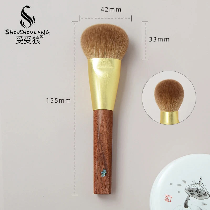 Soft Saibikoho Goat Hair Makeup Brush 1PC Shoushoulang High-end Hand Crafted Blush Contour Brush Rosewood Handle Makeup Brush