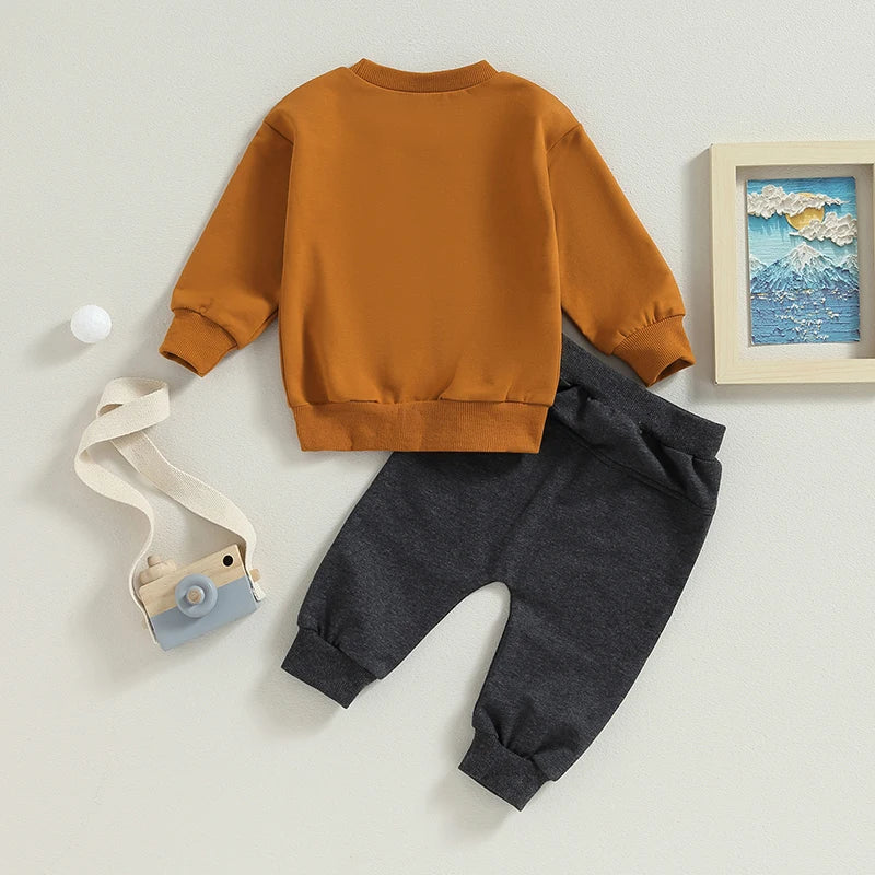 2PCS Toddler Boys Clothes Sets Long Sleeve Letter Print Sweatshirt Tops and Drawstring Pants Spring Fall lSets CB DROPSHIPPING