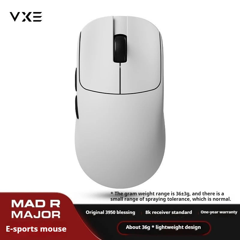 The New Vxe Mad R/R Major Gaming E-Sports Mouse Paw3395/3950 Dual-Mode Nonporous Lightweight Ergonomic Standard 8k CB DROPSHIPPING