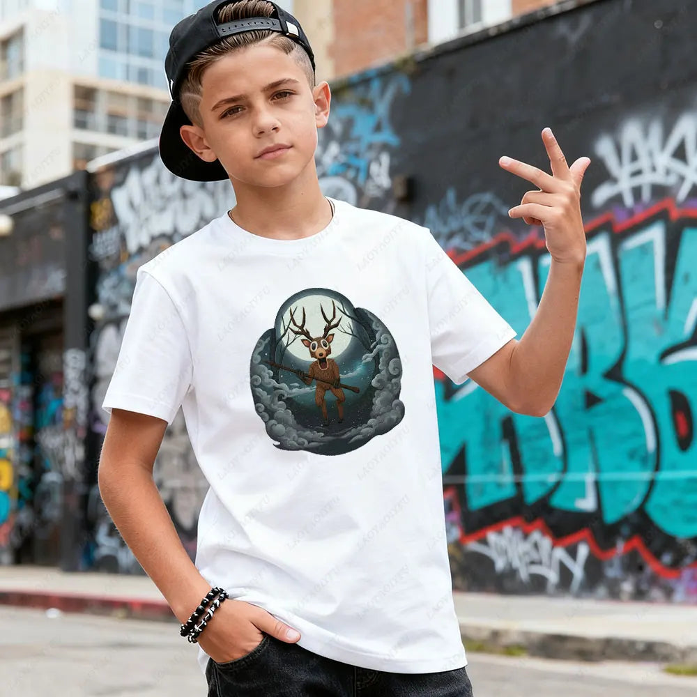 99 Nights in The Forest Inspired Deer Game Tee Perfect for Nature Lovers Birthday Gifts Fun Cute Cartoon Deer Kids T-Shirt Tops CB DROPSHIPPING