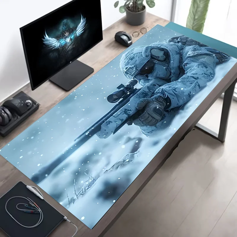 Large Mouse Pad Tactical Soldier Design Non-Slip XXL Desk Pad Gaming Accessories Stitched Edges for Home and Game for FPS Gamer CB DROPSHIPPING