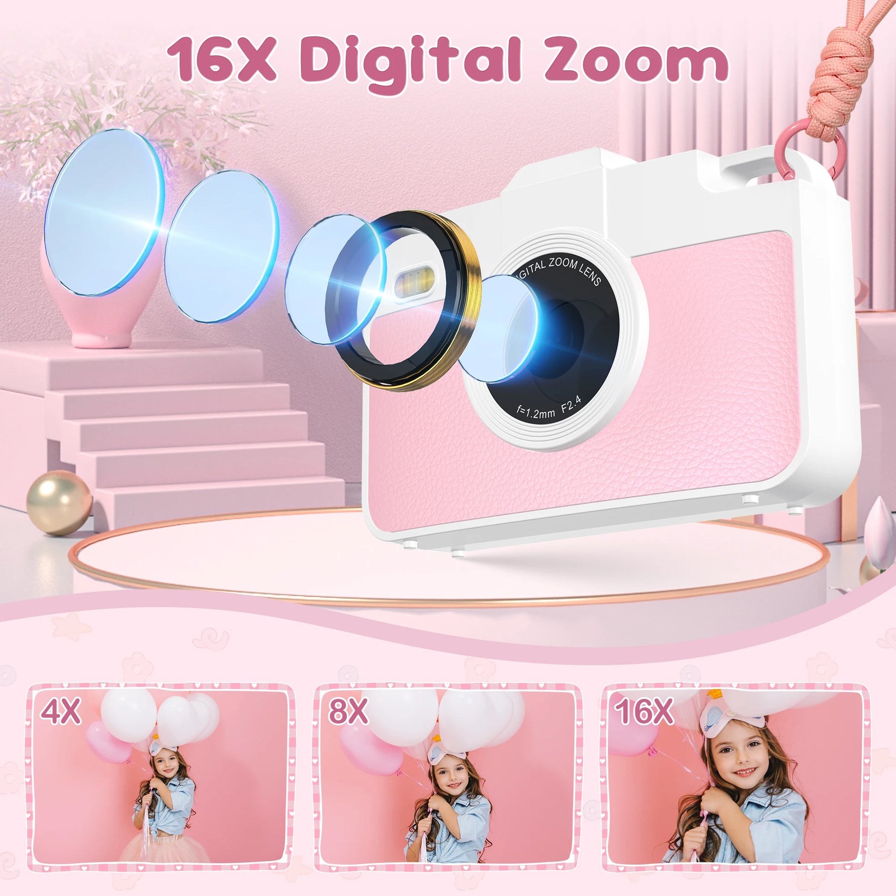 16X 48MP Kids Photography Camera Front Rear Dual Lens Boys Girls Digital Video Recorder Selfie Beginner Camera For Children CB DROPSHIPPING