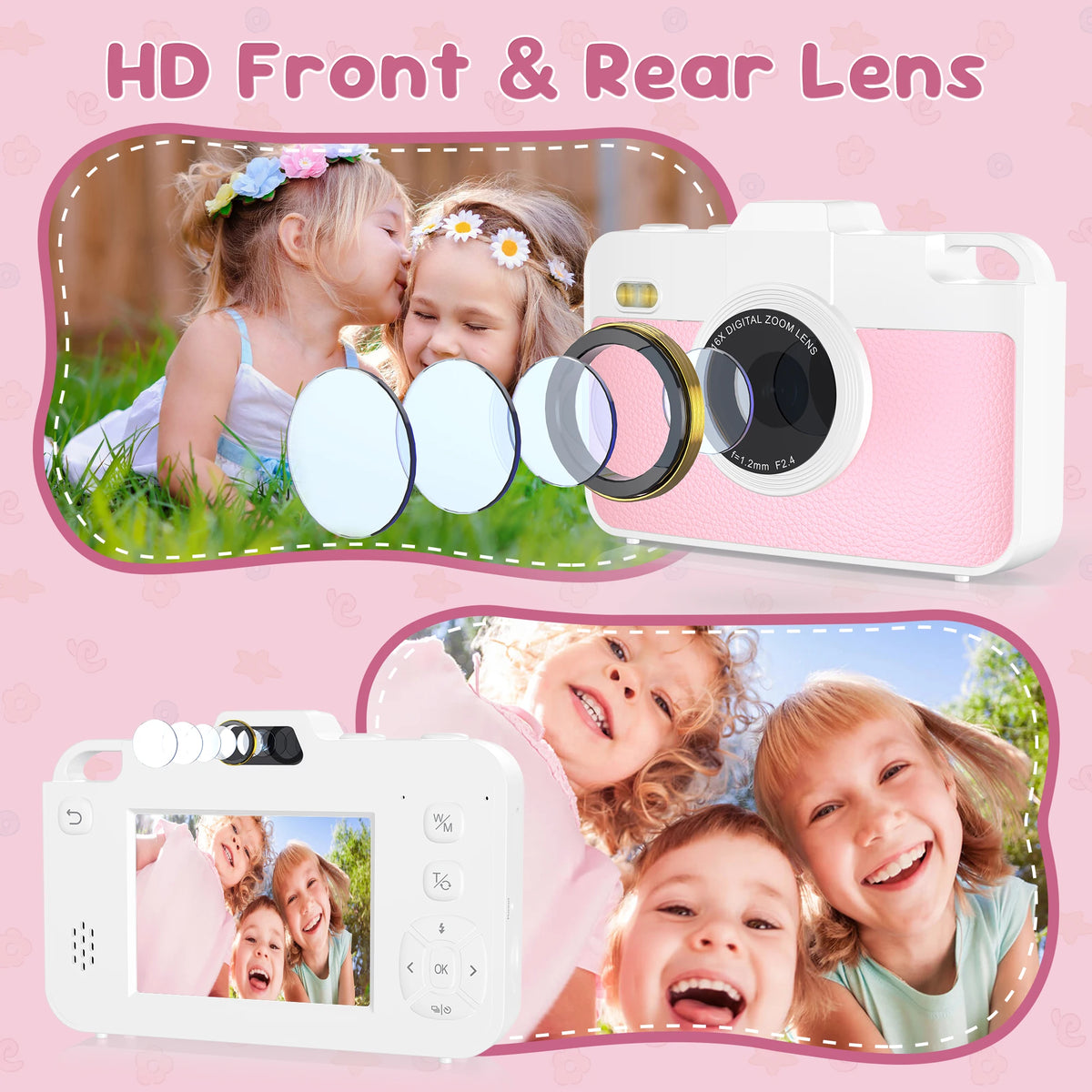16X 48MP Kids Photography Camera Front Rear Dual Lens Boys Girls Digital Video Recorder Selfie Beginner Camera For Children CB DROPSHIPPING