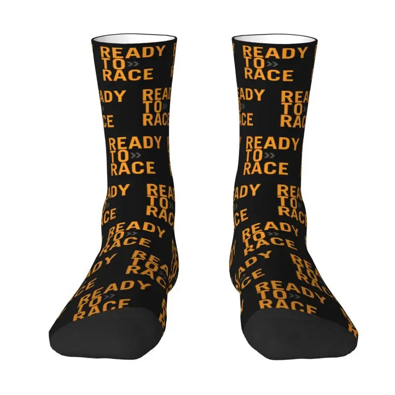 Custom Ready To Race Logo Crew Socks Unisex Cool 3D Print Racing Sport Motorcycle Rider Dress Socks