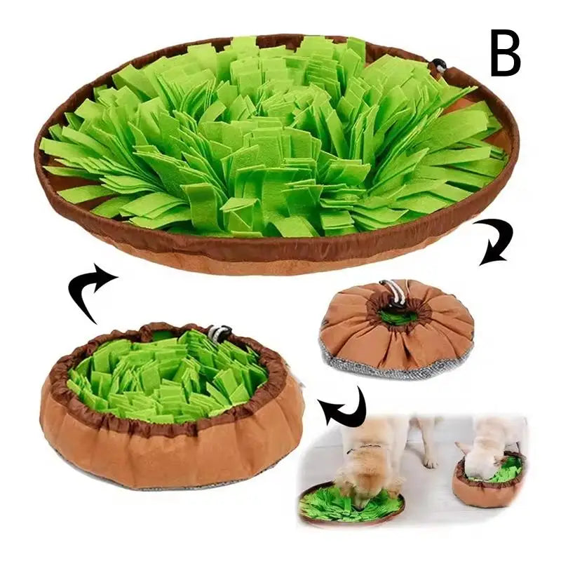 【E】Pet Snuffle Mat For Dogs, Interactive Feed Game For Boredom, Encourages Natural Foraging Skills For Cats Dogs Bowl Travel Use