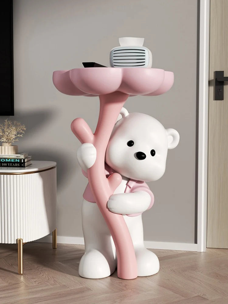 Cute Flower Bear Sculpture For Home Decor,Statue,Living Room,TV Cabinet,Sofa Side,Tea Table,Floor Decoration,Customized,62cm