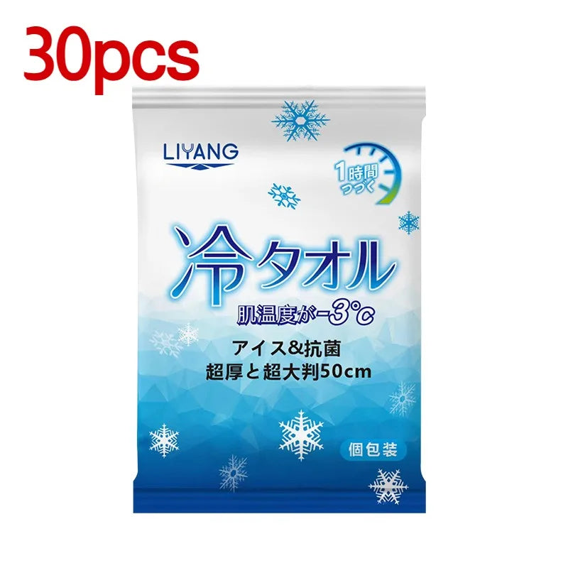 Extra Large Cooling Wet Wipes Instant Ice Cold Refreshing Summer Portable Oversized Sweat Wipes for Adult Sport Outdoor Driving