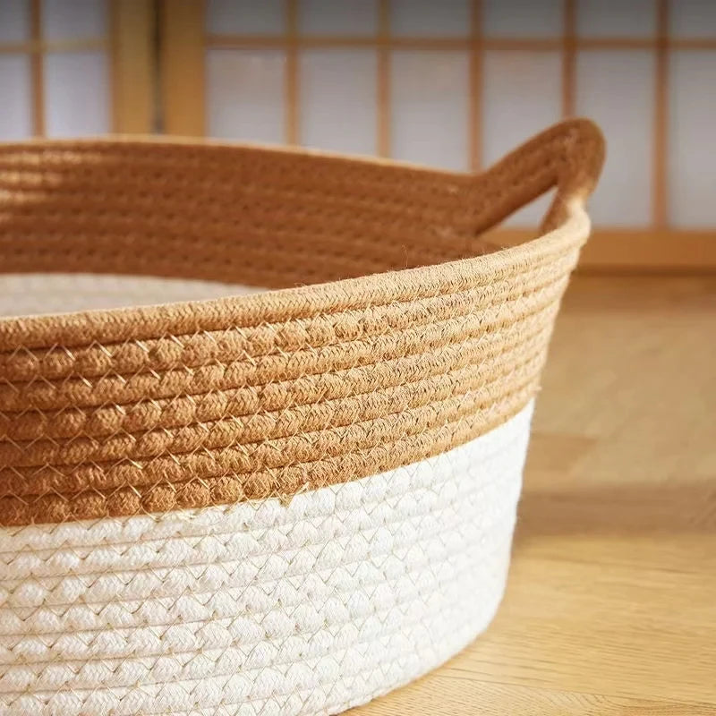 Pet Cat Bed Round Hand Woven Rattan Wear-resistant Cat Bed Summer Cooling Pet Bed Indoor Sleeping House Pet Products Accessories CB DROPSHIPPING