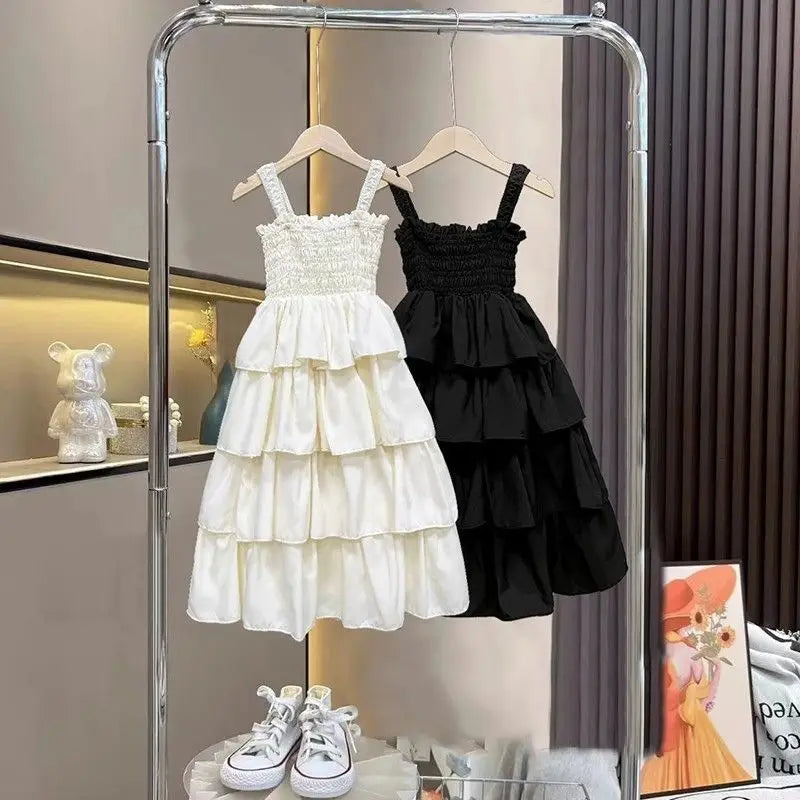 2026 Summer Girls Tiered Dress Sleeveless Strap Sundress Kids Ruffle Layered Casual Beach Party Princess Dress for 3-12 Years CB DROPSHIPPING