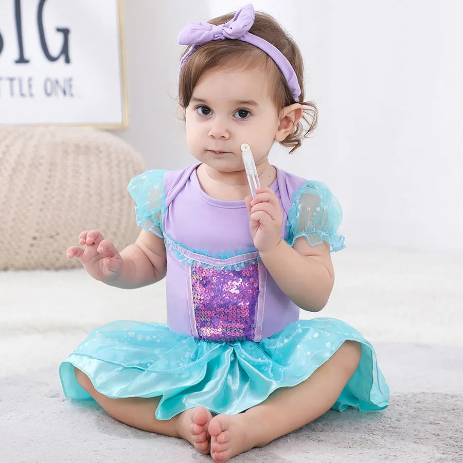 Baby Girls Costumes Kid Romper Tutu Dress with Headband Infant Baby Girl Princess Alice Clothes Aurora Belle Dress Party Costume CB DROPSHIPPING