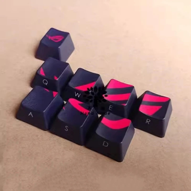 8pcs/set Thickened PBT Dye Sublimation ROG Keycaps Mechanical Keyboard Key caps OEM Profile ESC QWERASD With Free Keycap Puller CB DROPSHIPPING