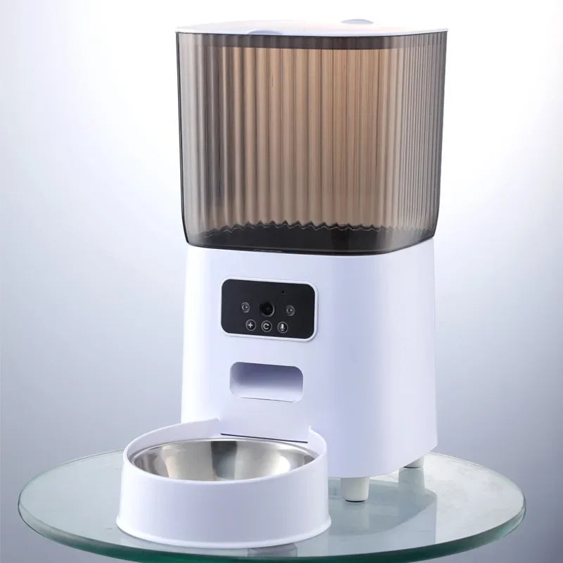 5L Double Bowls Smart Automatic Cat Feeder With Camera Cat Dry Food Video Dispenser Pet Smart Voice Recorder Auto Feeder For Dog CB DROPSHIPPING