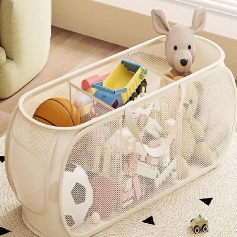 Foldable Mesh Toy Storage Basket, Large Breathable Mesh Laundry Hamper with Handles, Vertical & Horizontal Dual Styles Kids Toy CB DROPSHIPPING