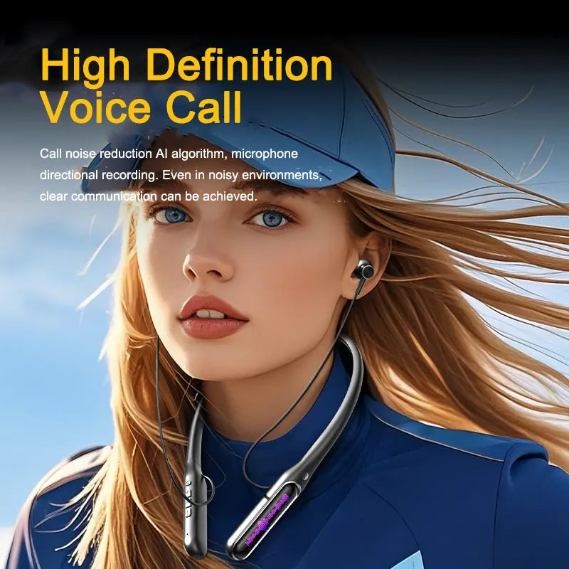 EARDECO 80Hrs Wireless Headphones HD Microphone 5.4 Bluetooth Headphone Waterproof Neckband Bluetooth Earphone Sport Bass Stereo