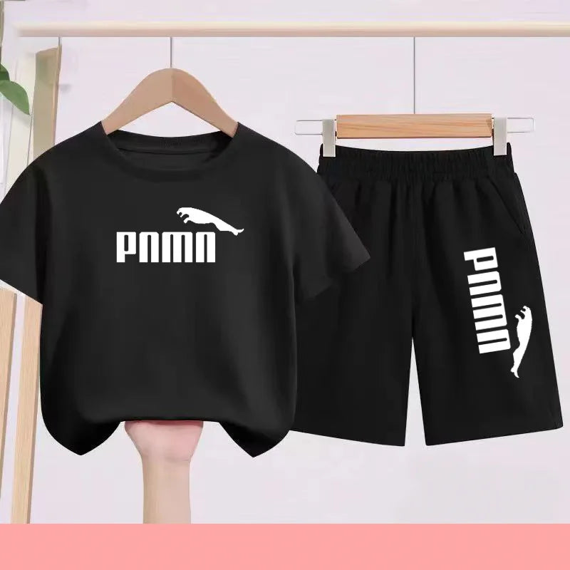 Summer 2 Piece Set 3-12 Age Children T-Shirt Letters Casual Short Sleeve+Shorts Boy Girl Comfortable Breathable Sportswear CB DROPSHIPPING