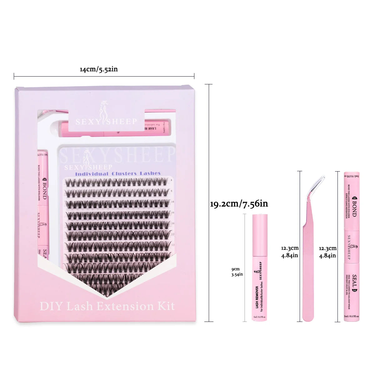 DIY Lash Extension Kit 8-16mm Mix Mink Soft Individual Lashes Cluster Natural Eyelash Extensions With Bond And Seal Makeup CB DROPSHIPPING