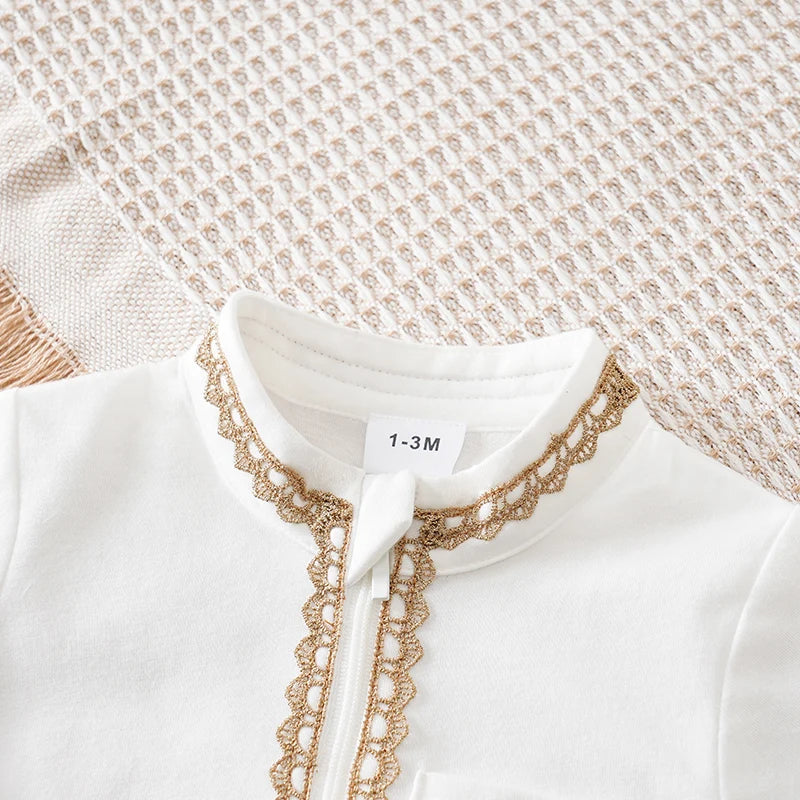 Newborn Baby Clothes Middle Eastern traditional ethnic style Islamic cotton Ramadan White summer short sleeved baby jumpsuit CB DROPSHIPPING