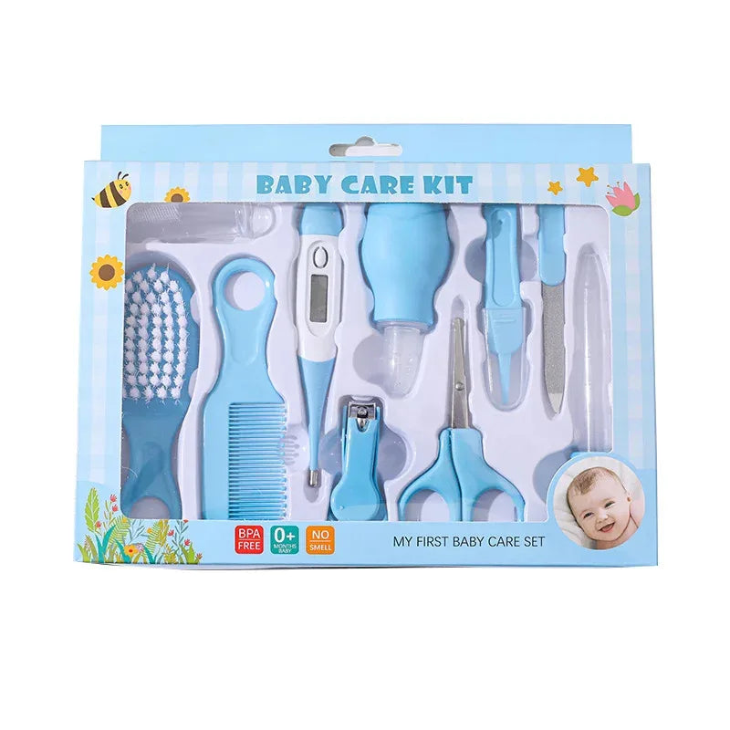 10-in-1 Baby Care Kit: Newborn Grooming Set (Nail Clippers/Brush/Thermometer) for Infant (Pink/Blue) CB DROPSHIPPING