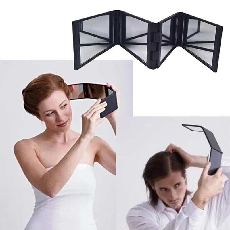 1PC 4 Way Mirror 360 Degree Handheld Desktop Portable Foldable Makeup Mirrors For Self Hair Cutting Make Up Beauty Tool CB DROPSHIPPING