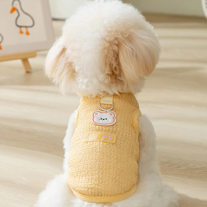 Cute Dog Cooling Vest Solid Breathable Mesh Thin Dog Summer Clothes Chihuahua Bichon Pet Clothing Cat T Shirts Puppy Undershirt