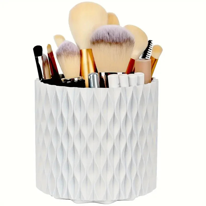 Rotating Makeup Organizer, Cosmetic Display Case with Brush Holder Perfume Tray, Storage Carousel for Vanity Bathroom Countertop CB DROPSHIPPING