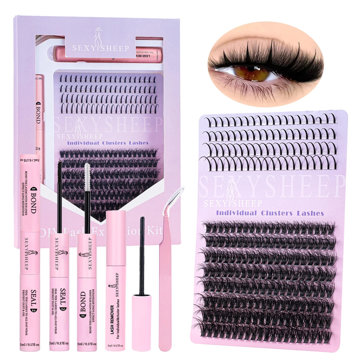 DIY Lash Extension Kit 8-16mm Mix Mink Soft Individual Lashes Cluster Natural Eyelash Extensions With Bond And Seal Makeup CB DROPSHIPPING