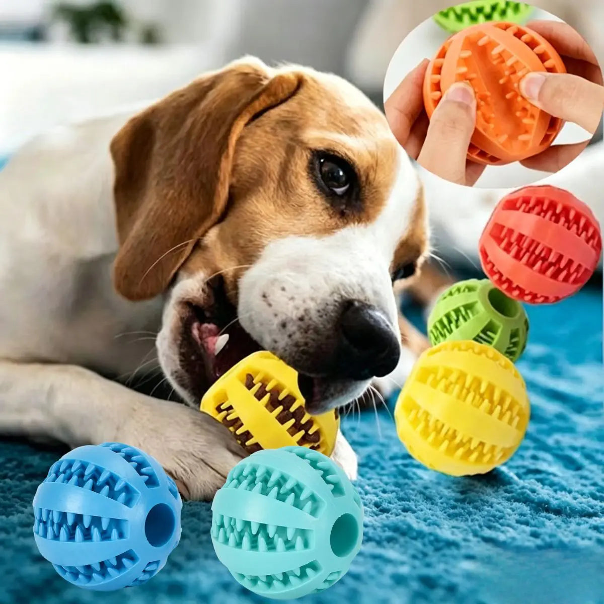 Dog Toy Ball Bite Resistant Teething Toys Balls for Small/Medium/Large Dog and Puppy Cat Dog Pet Food Treat Feeder Chew Tooth CB DROPSHIPPING
