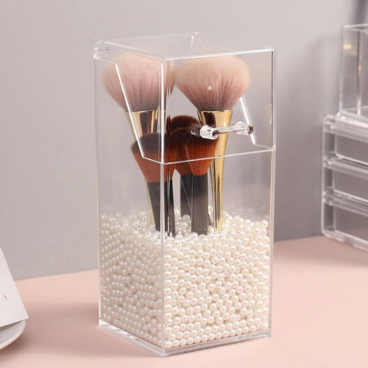1pc makeup brush storage box, simple and transparent multifunctional makeup brush storage rack, simple, durable and practical CB DROPSHIPPING
