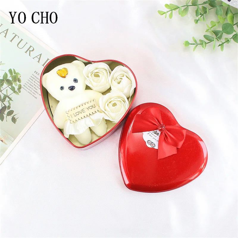Heart Scented Bath Body Petal Rose Flower Soap Roses Bear Gift Box Valentine's Day New Year Wedding Decoration Selling Wedding