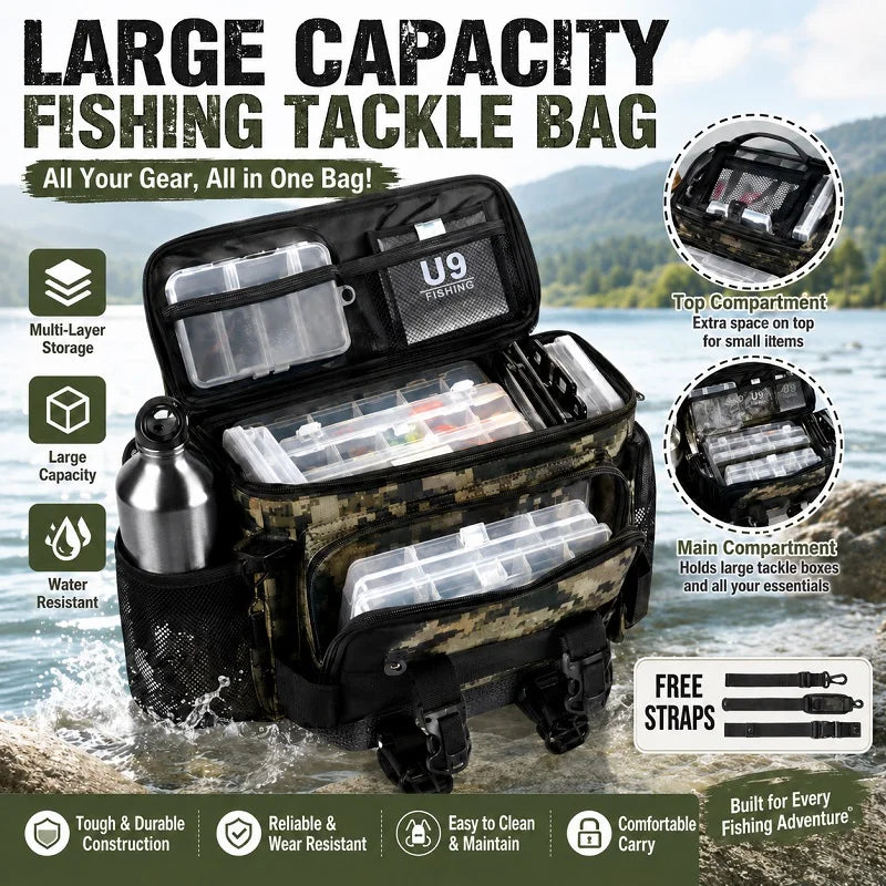 Fishing Tackle Shoulder Bag Storage Bag Waterproof Portable Large Capacity with Fish Rod Holder Outdoor Sport Accessories Gear CB DROPSHIPPING