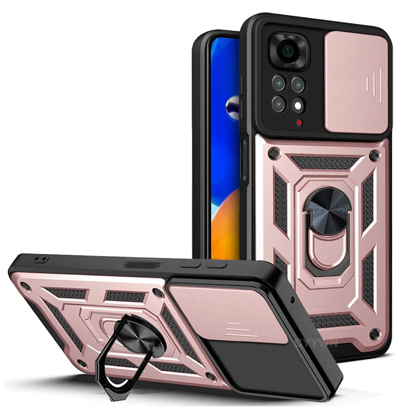 Slide Camera Lens Protector Armor Case For Redmi Note 13 12 11 10 Pro Plus 10s 11s 12s 13C 12C Military Grade Bumpers Ring Cover CB DROPSHIPPING