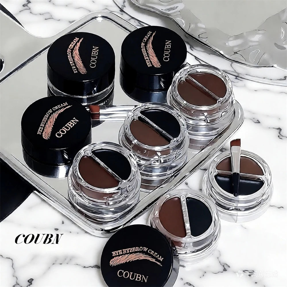 Two-Tone Matte Eyebrow Cream With Brush for Eyeliner & Eye Brow Waterproof Sweat Proof Wild Eyebrow Gel 3D Natural Tint Makeup CB DROPSHIPPING