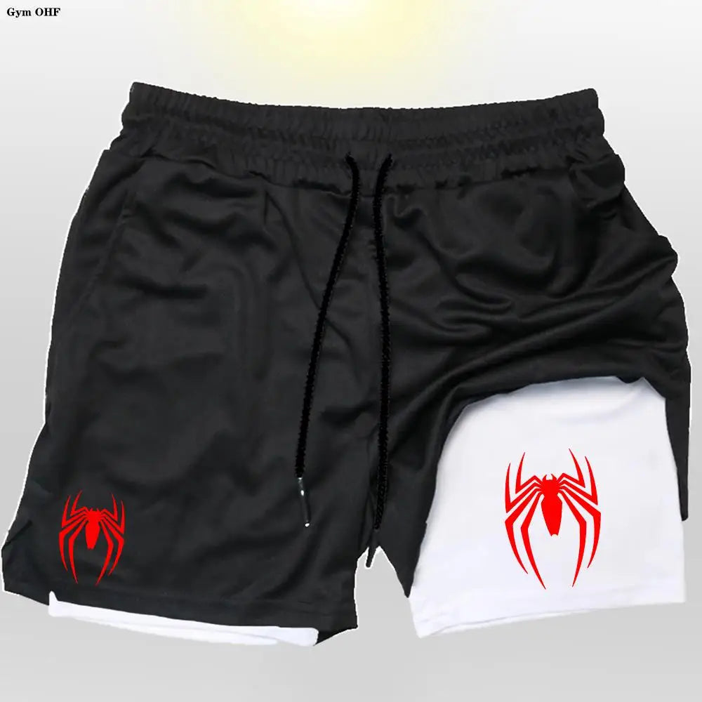 Sport Shorts Men 2099 Spider Sportswear Double-Deck Running Shorts 2 In 1 Beach Bottoms Summer Gym Fitness Training Short Pants CB DROPSHIPPING