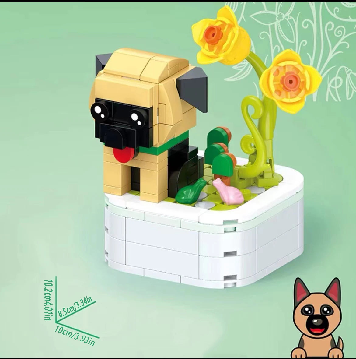 Pet Dog Series Potted Poodle Cute Dog Chihuahua Decoration Shepherd Dog Block Flower Puzzle Toy, Giftuzzle Toy, Gift for Friends CB DROPSHIPPING