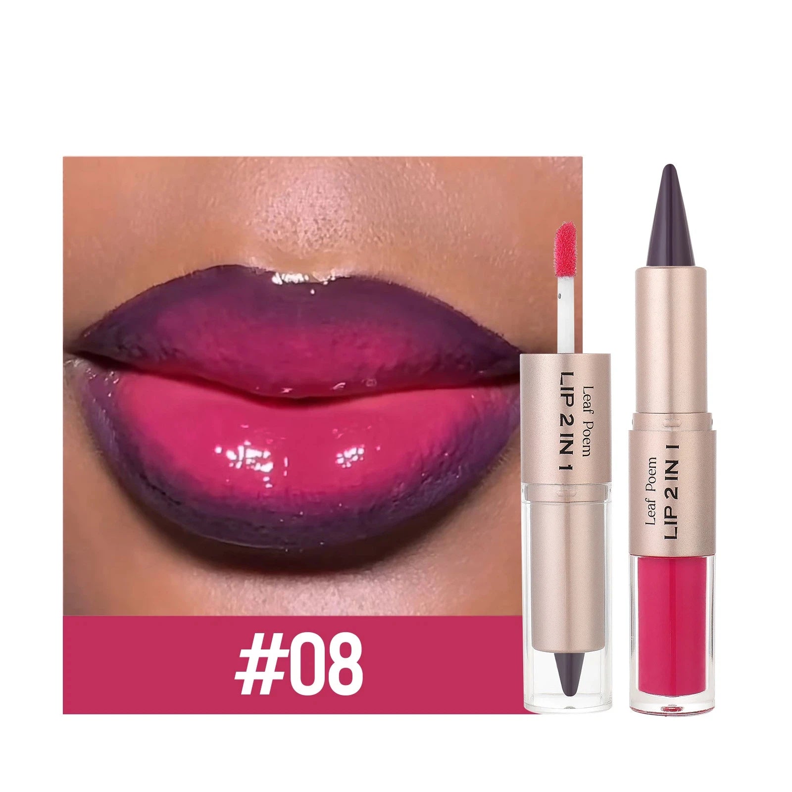 Black Brown Tapered Lip Liner Contour Pencil Double Head Mirror Plumping Lip Glaze Crystal Lip Gloss Sexy Red Lips Tint Makeup CB DROPSHIPPING